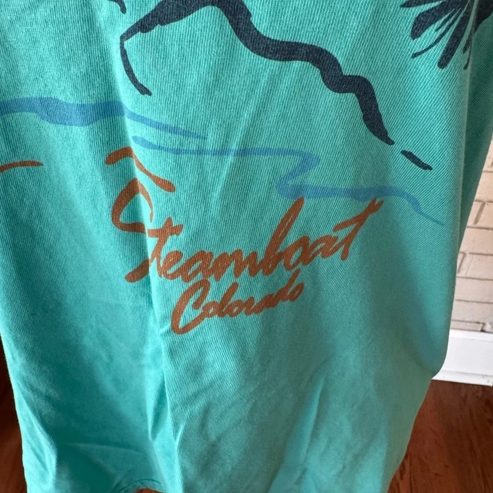 Vintage Steamboat Colorado Graphic T-Shirt – Teal Short Sleeve (Unisex size S) - Picture 2 of 4